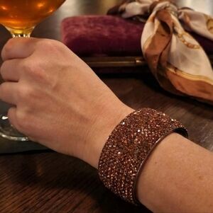 Vintage Women's Amber crystals rhinestone bangle  bracelet